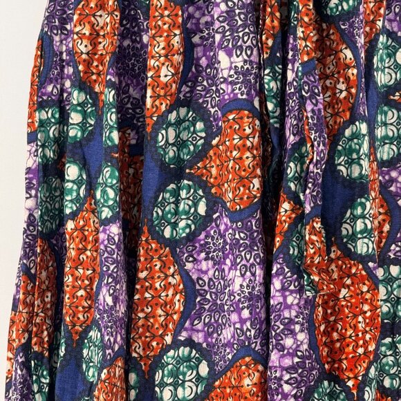 Vtg Skirt Womens One Size Bohemian Cotton Colorful Abstract Pattern Bow Art Wear - Picture 4 of 6